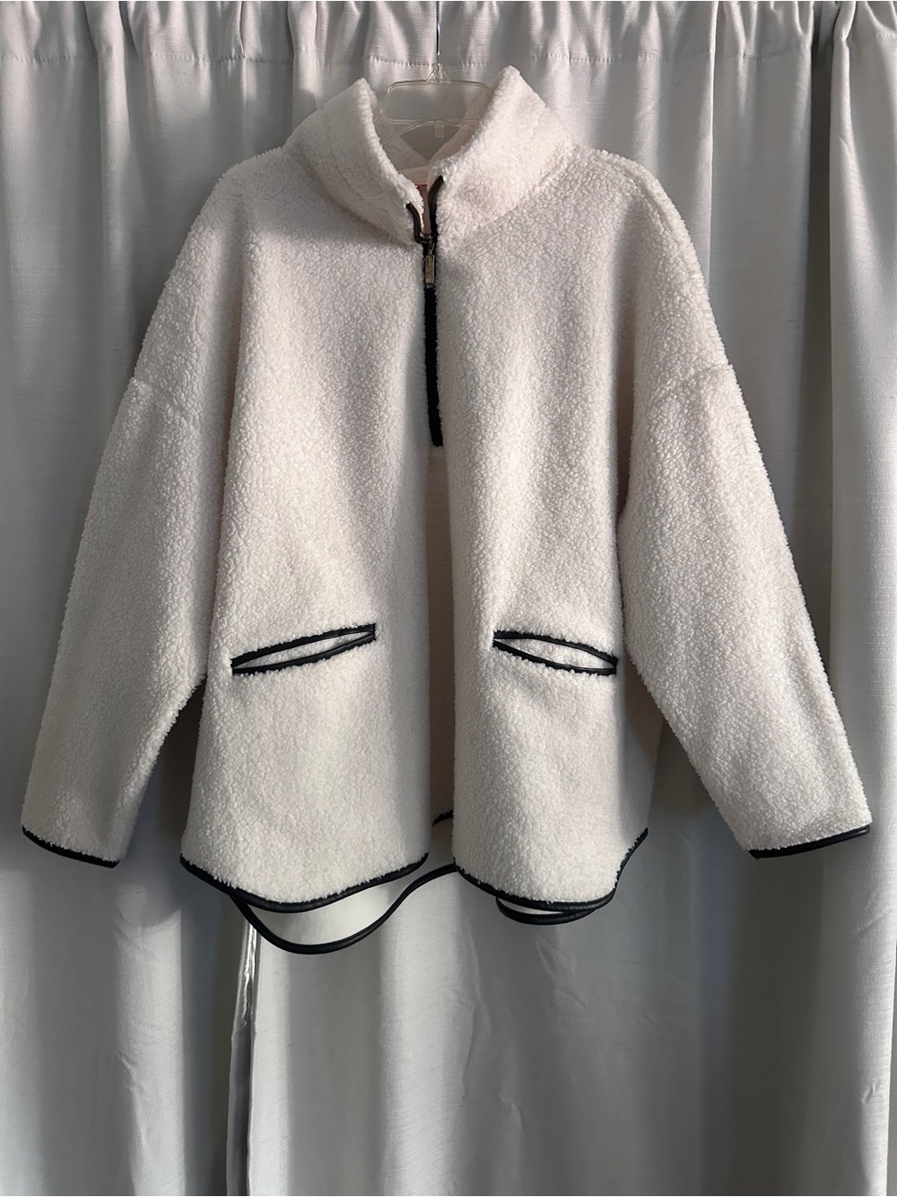 Lilly Pulitzer Cream Sherpa Jacket with Black Trim